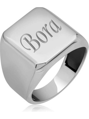 Gumush Gümüş Kişiye Özel Kare Erkek Yüzük