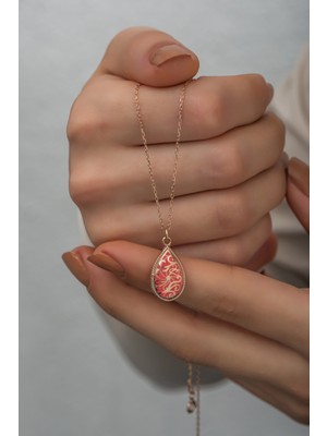 Nereze 925 Ayar Gümüş Çift Taraflı Motifli Mineli Madalyon Kolye