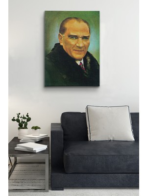 Lila Fil Lilafil Atatürk Portre Tablosu Mustafa Kemal Atatürk Dikdörtgen Dekoratif Kanvas Tablo