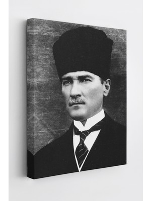 Lila Fil Lilafil Atatürk Portre Tablosu Mustafa Kemal Atatürk Dikdörtgen Dekoratif Kanvas Tablo