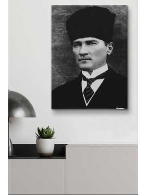 Lila Fil Lilafil Atatürk Portre Tablosu Mustafa Kemal Atatürk Dikdörtgen Dekoratif Kanvas Tablo