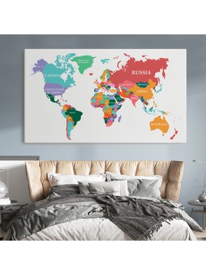 Dünyatablo Dünya Haritası  Dekoratif Kanvas Tablo 1104 ( Tek Parça )