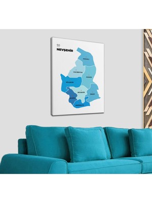 Dünyatablo Nevşehir Ili ve Ilçeler Haritası  Dekoratif Kanvas Tablo 1429