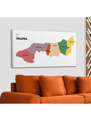 Dünyatablo Yalova Ili ve Ilçeler Haritası  Dekoratif Kanvas Tablo 1482