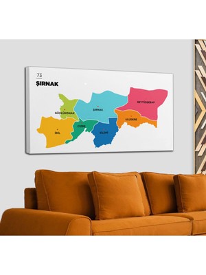 Dünyatablo Şırnak Ili ve Ilçeler Haritası  Dekoratif Kanvas Tablo 1460