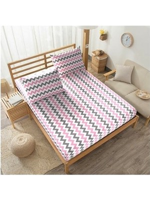 Ezgi Lastikli Çarşaf ve Yastık Kılıfı Zigzak Desenli