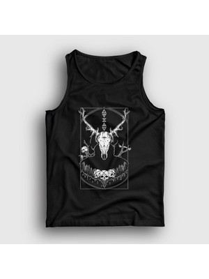 Presmono Unisex Siyah Skull Deer Geyik Atlet