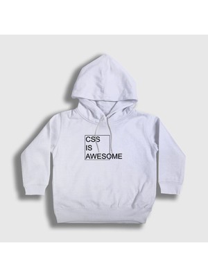 Presmono Unisex Çocuk Beyaz Css Is Awesome Developer Yazılımcı Kapüşonlu Sweatshirt