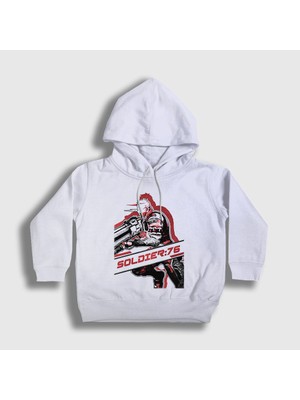 Presmono Unisex Çocuk Beyaz Soldier 76 Oyun Overwatch Kapüşonlu Sweatshirt
