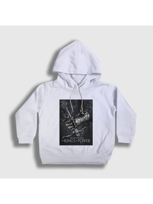 Presmono Unisex Çocuk Beyaz Yüzüklerin Efendisi Güç Yüzükleri Rings Of Power Kapüşonlu Sweatshirt