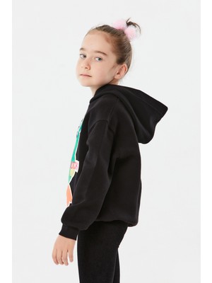 FullaModa Ördek Baskılı Kapüşonlu Unisex Çocuk Sweatshirt