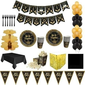 Çıtı Pıtı Store 16 Kişilik Siyah Gold Lüks Doğum Günü Set