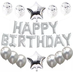 Çıtı Pıtı Store Happy Birthday Gümüş Folyo Balon Set