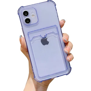 iPhone 12 Mini Uyumlu Kartlıklı Cüzdan Şeffaf Telefon Kılıfı