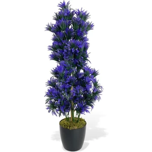 Yapay Çiçek Siyah Saksıda Mor Sıkas Ağacı 55CM