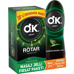 Rötar  Prezervatif Masaj Jeli ve  Ginseng 200 ml 20'li
