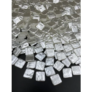 25GR Beyaz Renk Kare Lüks Kaplama Formsuz,şekilsiz Barok Yamuk Plastik Inci Boncuk #59 (~32ADET)