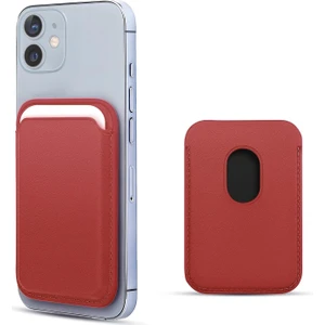 Apple iPhone 12 Leather Wallet Magsafe Kırmızı