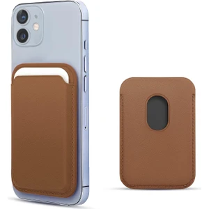 Apple iPhone 12 Leather Wallet Magsafe Kahverengi
