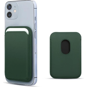 Apple iPhone 12 Mini Leather Wallet Magsafe Koyu Yeşil