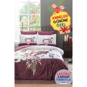 Anneler Gününe Özel 4yastıklı Çarşafı Lastikli Çift Kişilik Nevresim Takımı