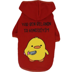 Kırmızı Duck Hoodie Sweat Kedi Köpek Sweat Kedi Köpek Kıyafeti