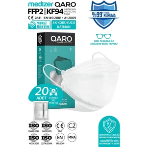 Qaro Beyaz Renk Kore Tipi KF94 Ffp2 Maske