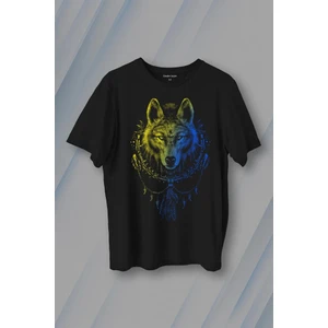Kendim Seçtim Bozkurt Kurt Kafası Wolf Sarı Lacivert Baskılı Tişört T-Shirt