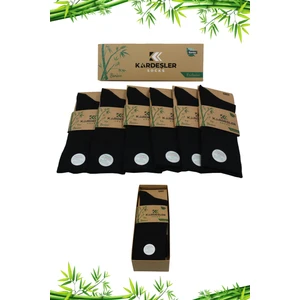 Kardeşler Çorap Bambu Erkek Soket Uzun Düz Siyah Çorap Dikişsiz 6'lı Premium Kutulu