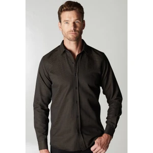 Modern Slim Fit Dar Kesim Armürlü Erkek Gömlek