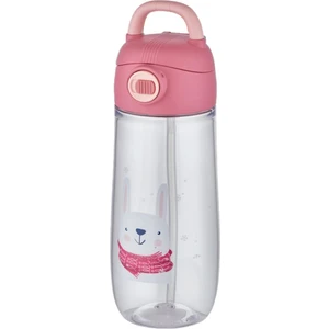 550 ml Pipetli Desenli Çocuk Su Matarası Kilitli Kapak Taşıma Kulplu