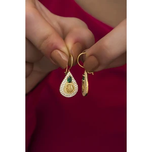 925 Ayar Gümüş Gold Osmanlı Tuğralı Küpe