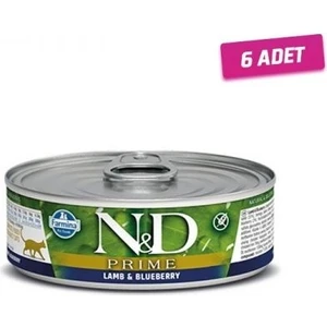 6 Adet -  Prime Kuzu Etli ve Yaban Mersinli Kedi Konservesi 80 gr