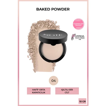 Note Baked Powder Işıltılı Bitişli Highlighter Toz Yüz Pudrası 04 Porcelain