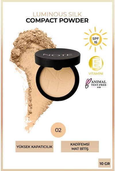 Note Luminous Silk Compact Pudra 02 Natural Beige