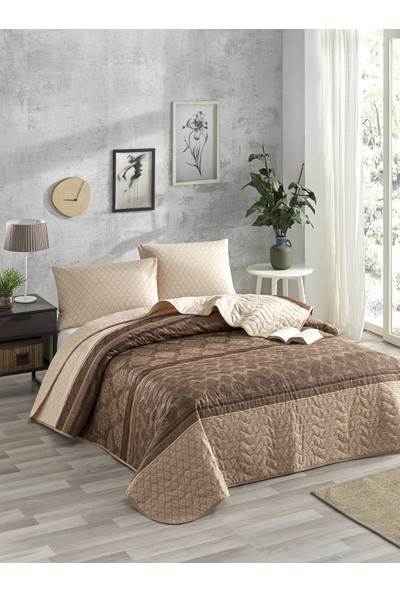 Eponj Home Kapitone Yatak Örtüsü Seti Tek Kişilik Creative Kahve