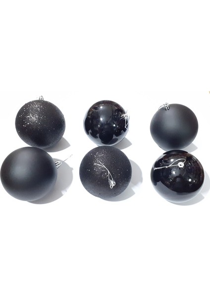 Funworld Yılbaşı Yeni Yıl Süsü Çam Ağacı Süs Top 10 cm 6'lı Siyah modelleri