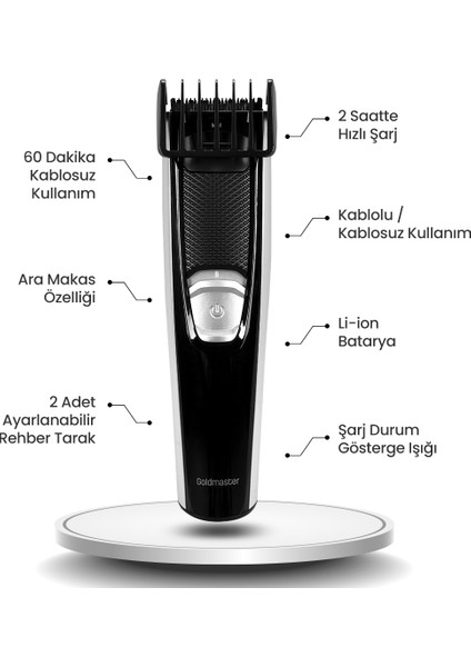 Skor Kablolu Kablosuz Şarjlı Şaç Sakal Kesme Makinesi GM-9104