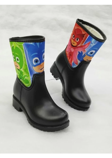 Sea & Blue Shoes Pijamaskeliler Pj Mask Baskılı Su Geçirmez Anaokulu Çocuk Yağmur Çizmesi