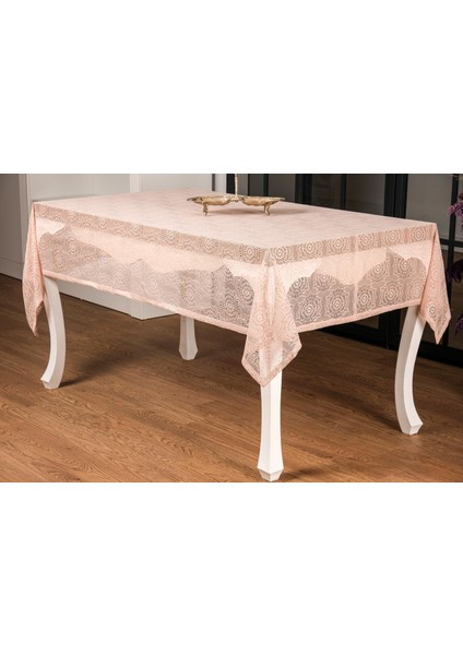 Ayçiçeği Lüx Raşel Dantel Pembe Masa Örtüsü 155X220 cm - 1284