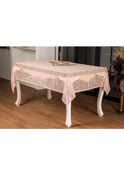 Ayçiçeği Lüx Raşel Dantel Pembe Masa Örtüsü 155X220 cm - 1284 fiyatları