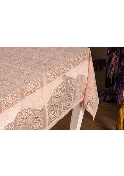 Ayçiçeği Lüx Raşel Dantel Pembe Masa Örtüsü 155X220 cm - 1284 modelleri