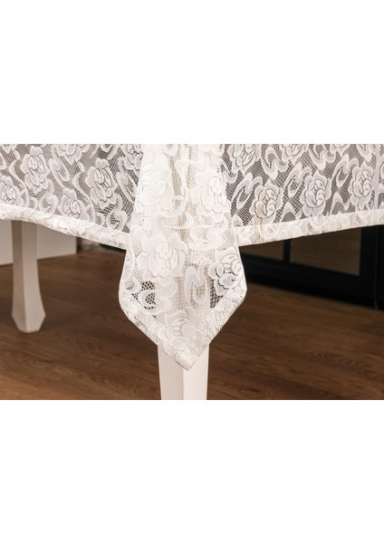 Gül Lüx Raşel Dantel Krem Masa Örtüsü 155X220 cm - 1287 fırsatları