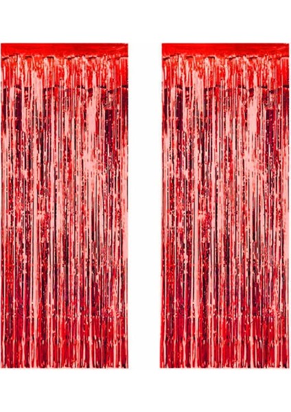 Metalize Arka Fon Süsü Asmalı 50 x 230 cm Kırmızı