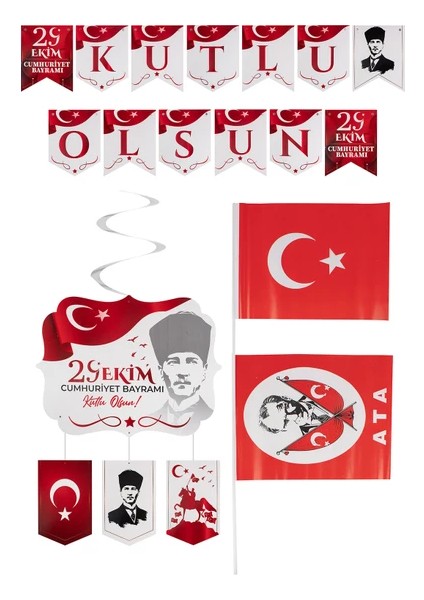 29 Ekim Flama Süsleme Seti ve Bayrak