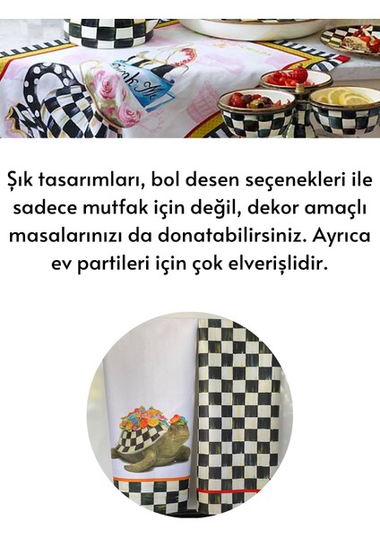 Mackenzie Model Damalı Kaplumbağa 35 x 50 2 Adet Mutfak Havlusu I El Havlusu I Kurulama Bezi