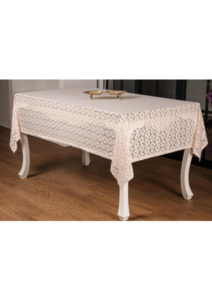 Lilyum Lüx Raşel Dantel Bej Masa Örtüsü 155X220 cm - 1290