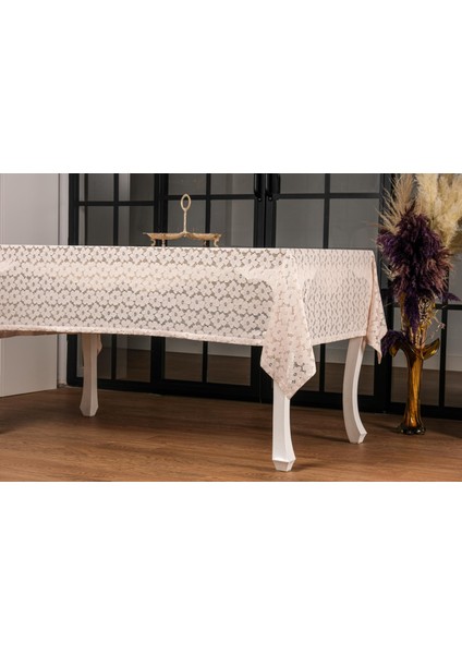 Lilyum Lüx Raşel Dantel Bej Masa Örtüsü 155X220 cm - 1290