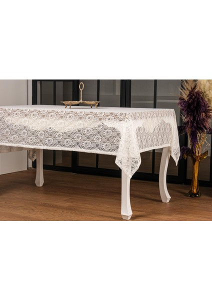 Yonca Lüx Raşel Dantel Krem Masa Örtüsü 155X220 cm - 1293 indirimleri