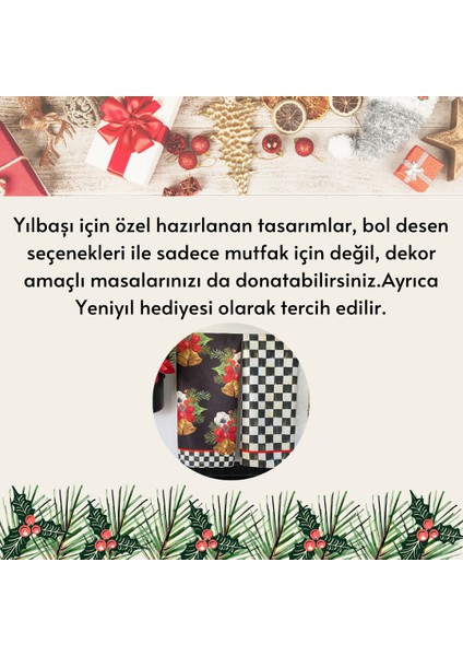 Mackenzie Model Yılbaşı Ekose Buketi Siyah 35 x 50 2 Adet Mutfak Havlusu I El Havlusu I Kurulama Bezi